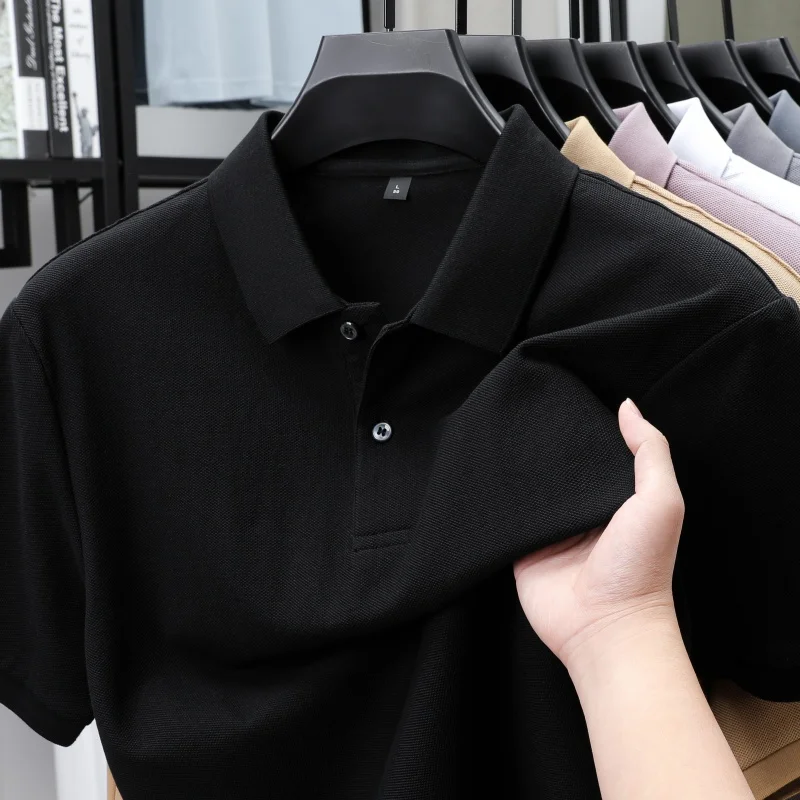 100% pure cotton luxury brand men's short sleeved polo shirt summer fashion stripe classic golf top casual silk business T-shirt 109 S7fbbcf2febc24b5499099d23bbf4c95ds