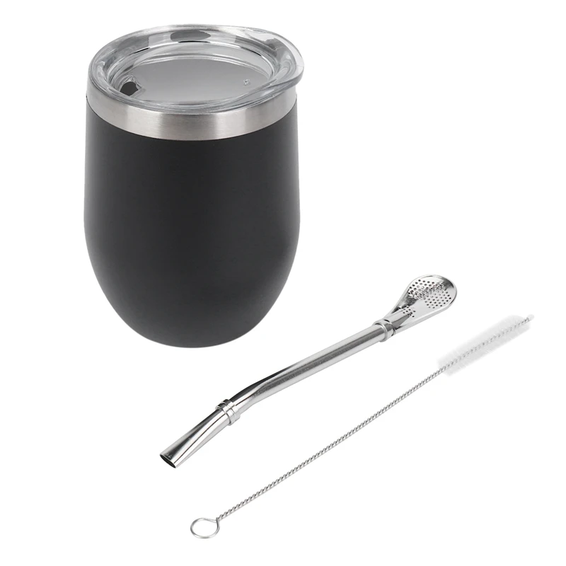 

BEAU-3X Double-Wall Stainless Yerba Gourd Mate Tea Set Water Mate Tea Cup With Lid Spoon Straw Bombilla Head Filter Brush
