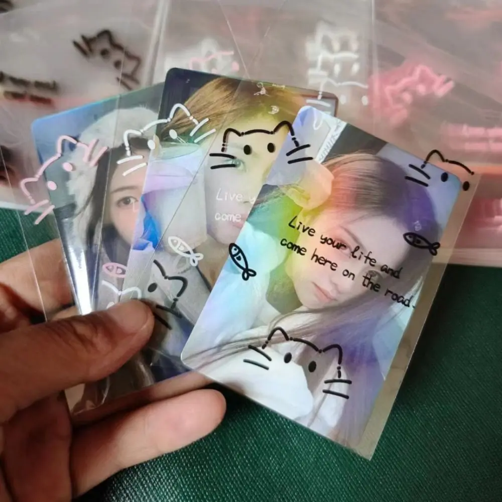 Album Card Storage Pocket Self Sealing Bag Cartoon Cat Print Gift Pouch Jewelry Sealing Bag Biscuit Snack Package 50PCS