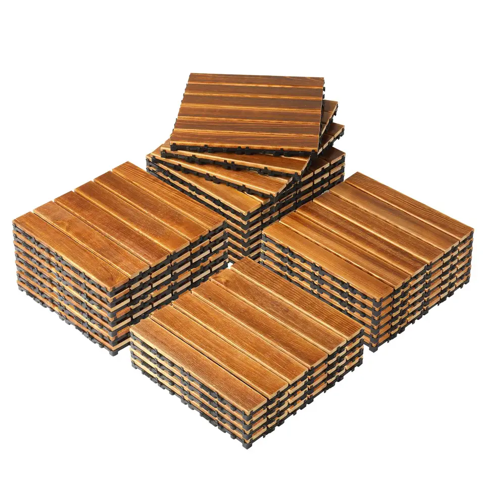 27 Piece Interlocking Waterproof Wood Deck Tiles