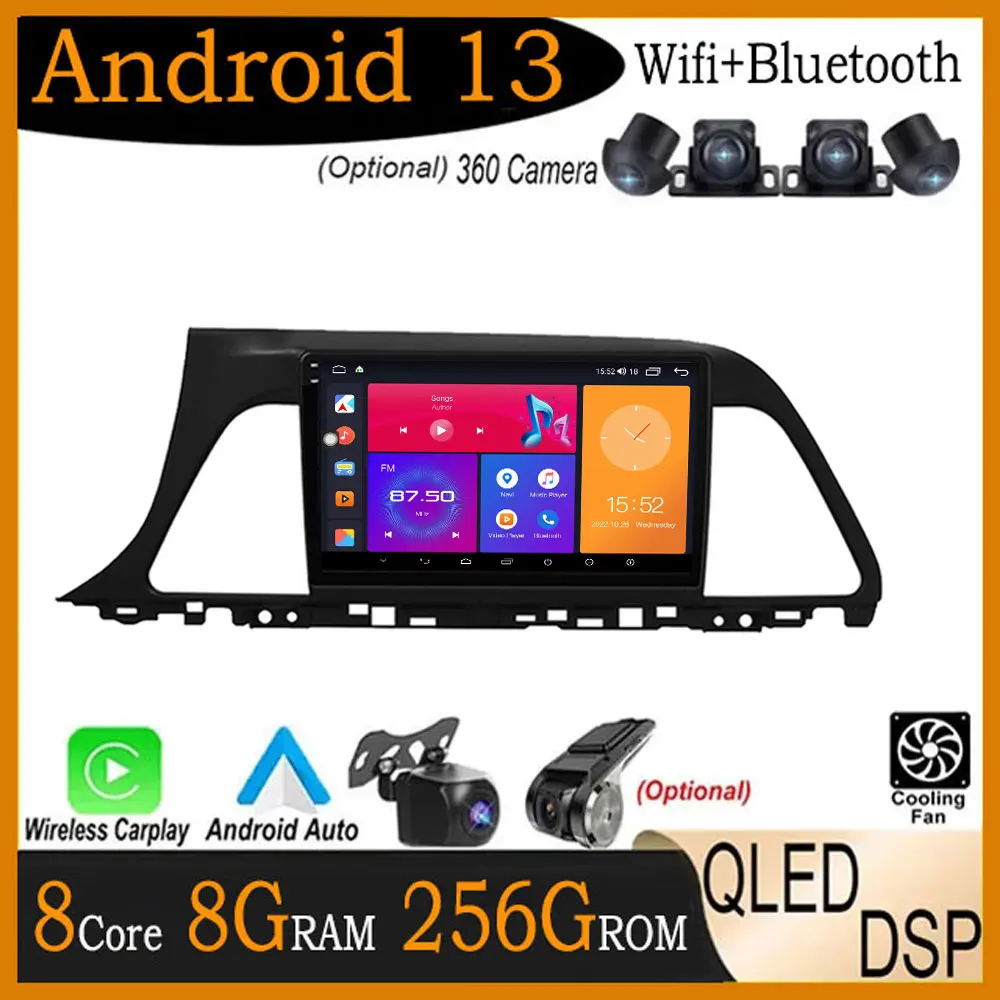 

9" Car Radio Multimedia Video Player Navigation Stereo GPS QLED IPS RSD For Hyundai Sonata 7 LF 2014 - 2010 Android 13 System
