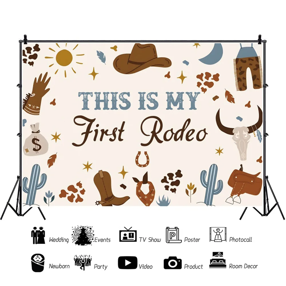 1PC Cowboy Geburtstag Hintergrund Banner Rosa Western Disco Thema Geburtstag Party Wand Dekor Hochzeit Taufe Urlaub Feier – Detail 1