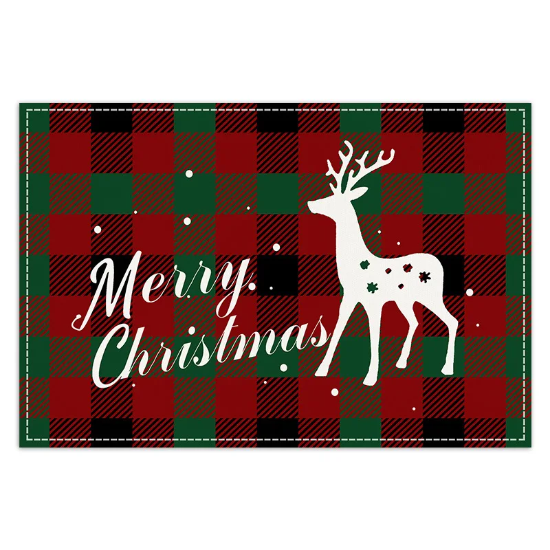 Christmas Placemats 30x45cm Linen Christmas Trees Snowflake Gnome Print Table Mats For Home Hotel