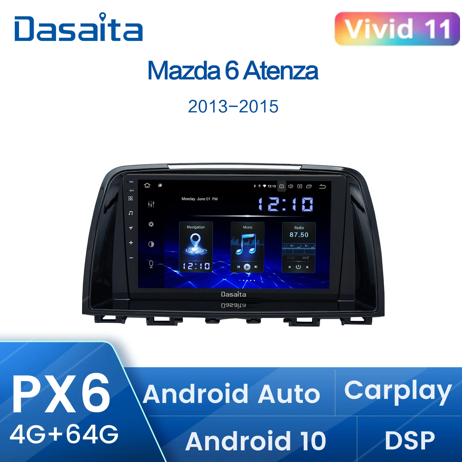 

Dasaita 9" Autoradio Android 10.0 Car GPS for Mazda 6 Atenza 2013 2014 2015 2016 2017 BT5.0 Car Multimedia Player DSP TDA7850