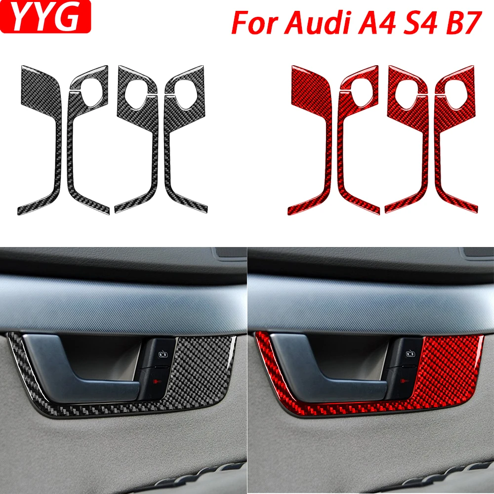 

Панель переключателя дверной ручки из углеродного волокна для Audi A4 S4 B7 2005-2008, декоративная крышка, аксессуары для украшения интерьера автомобиля, наклейка