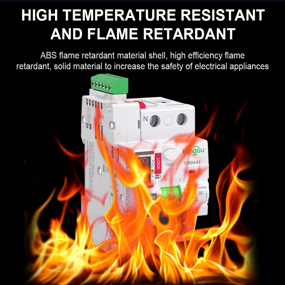 TONGOU 2P 4P Type A RCD RCCB LED Auto Recloser Modular Safety Switch 6KA 16A/63A 30mA 230V 400V leakage Circuit Breaker circuit breaker