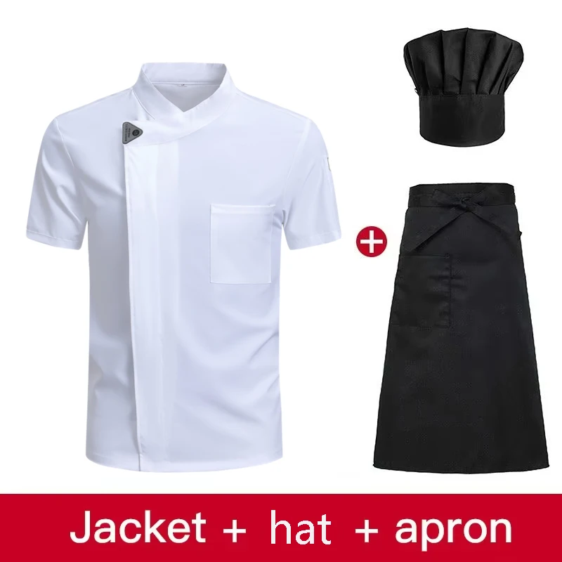 Chef Jacket Men Short Sleeve Women Kitchen Cook Shirt Barber Bartender Pastry Restaurant Waiter Uniform view 5