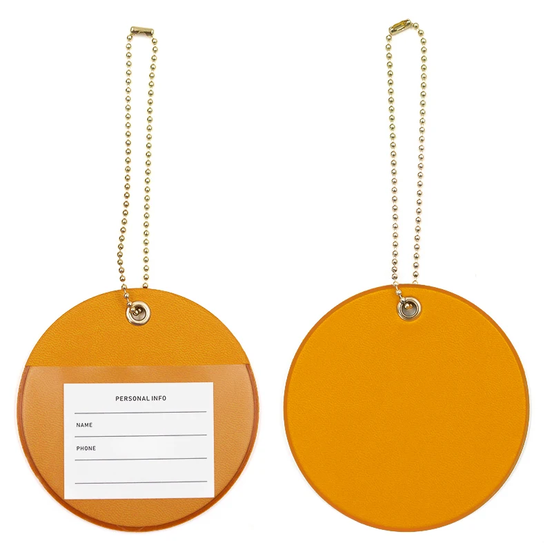 2 Pack Pu Leather Luggage Tags for Suitcases Travel Tags PU leather luggage tag with anti-lost cord loop for luggage and travel