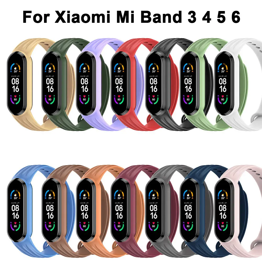 

Strap For Mi Band 3 4 5 6 Soft Silicone Smartwatch Xiaomi Band 4 5 Stripe Watchband Bracelet Wrist Band Accessories