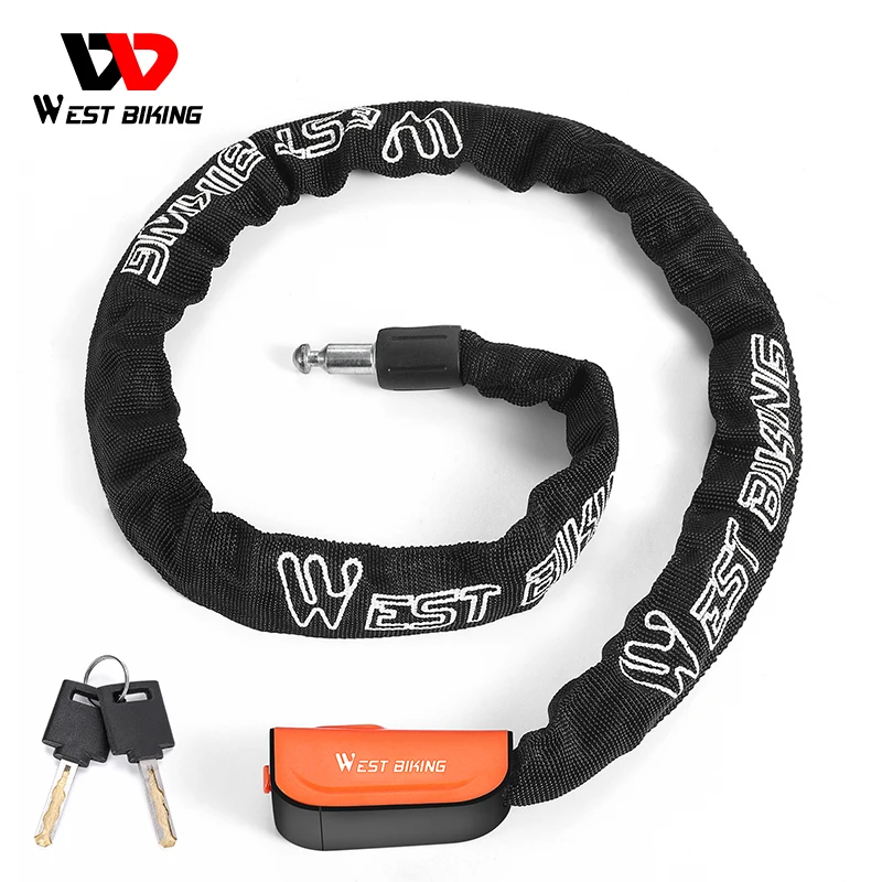 

WEST BIKING Bicycle Chain Lock Portable Anti-theft High Security MTB Mountain Bike Lock With 2 Keys For Scooter Electric E-Bike