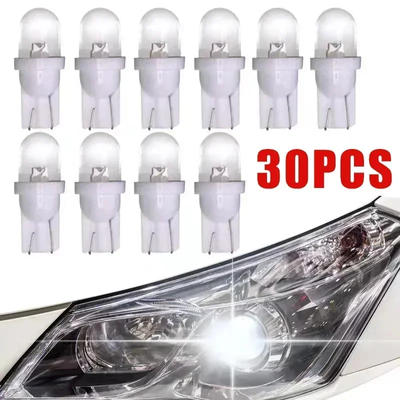 10/30Pcs Car Lights T10 LED Bulbs Car Dome Reading Lights Clearance Light Parking Bulb Wedge Side Bulbs Lamp White LED 12V