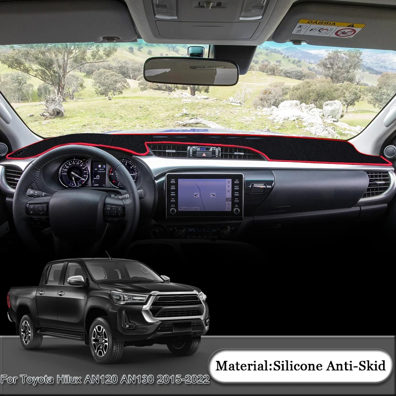 

For Toyota Hilux AN120 AN130 2015-2022 Car Dashboard Protective Mat Shade Cushion Pad Rose Carpet Mat Cover Styling Accessories