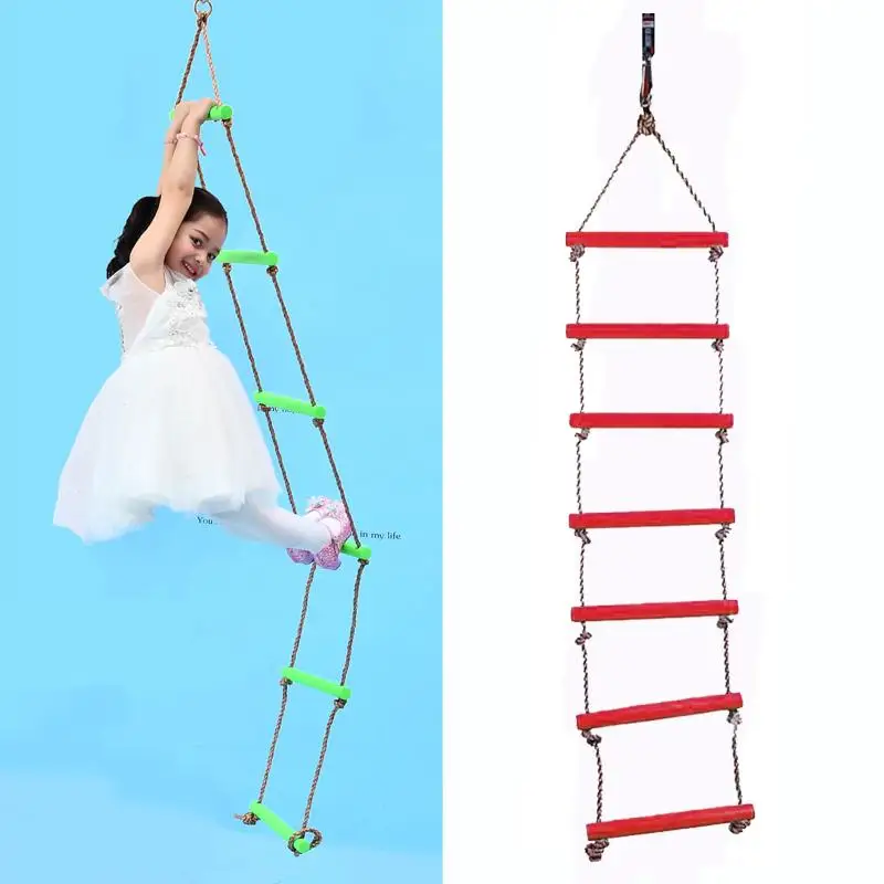 MagiDeal Safe Kids Indoor Outdoor Playhouse 6 Rungs Rope Climbing Ladder Play Sport Fun Toy for Garden Treehouse 120KG 2Colors 3