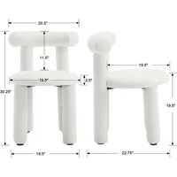 Modern Boucle Dining Chairs Set of 4, Sherpa Fabric Upholstered Barrel Dining Chairs Armless Curved Back Accent Chairs 2
