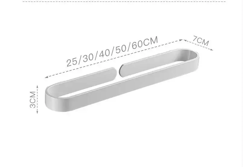 Nail Bathroom Solid Aluminum white Towel Bar Single free cm Towel Matte white Holder 30/40/50/60 Rack