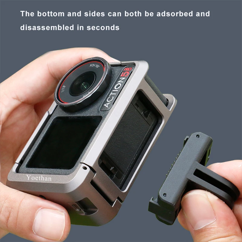 Yoethan Metal Cage for DJI OSMO ACTION 5Pro 4 3 Full Protective Frame Case Quick Release Cold Shoe 1/4 Hole Foldable aluminum 6