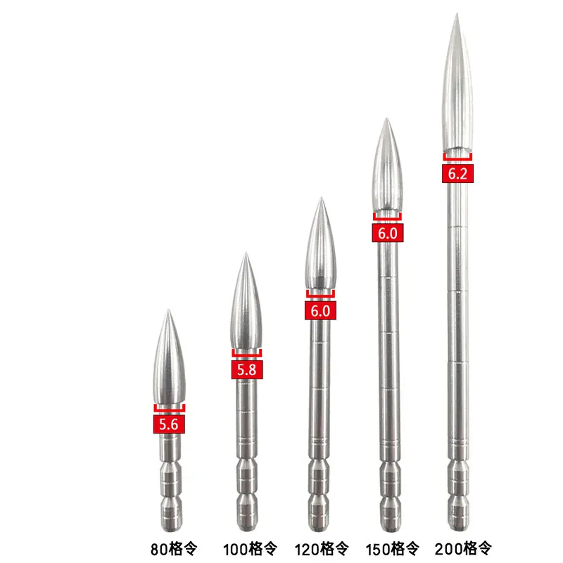 ID4.2mm ArrowHead 80 100 120 150 200 Grain High Quality Stainless Steel ArrowPoint Tip DIY Arrow Shaft Archery Accessories Archery Arrowhead 12pcs