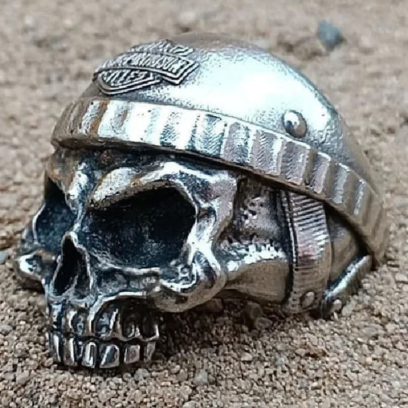 18-29g 3D Skull Harley For Biker Rings  Customized 925 Solid Sterling Silver Ring Many Sizes sz 6-13