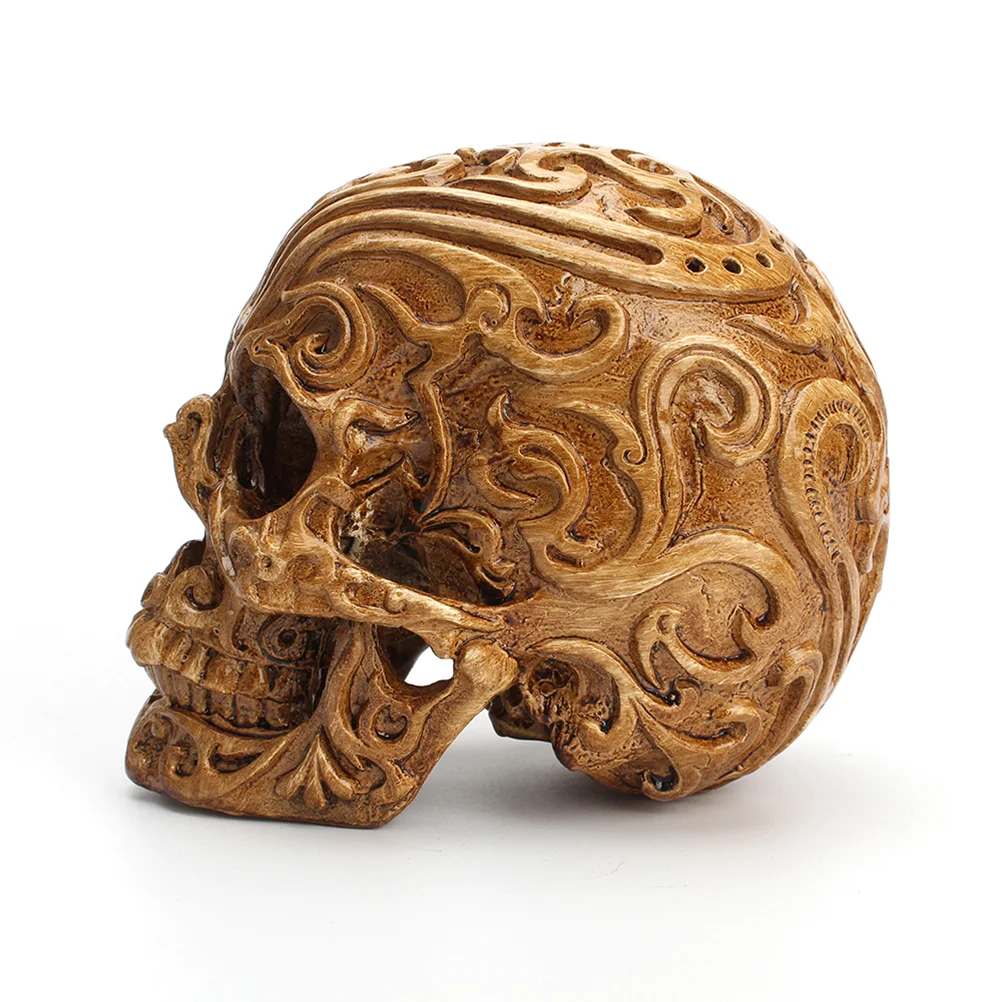 

Carved Skull Decorations Auspicious Clouds Skull Decor Resin Skull Head Crafts Household Halloween Adornment For Party Home
