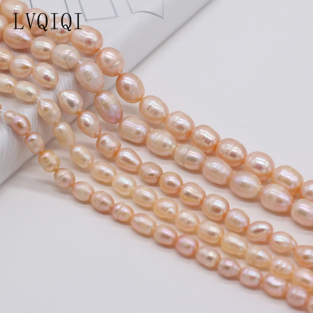 

LVQIQI Real Natural Freshwater Pearl Rice Shape Pink Beaded for Jewelry Making Beads DIY earring Bracelet Necklace Accessories