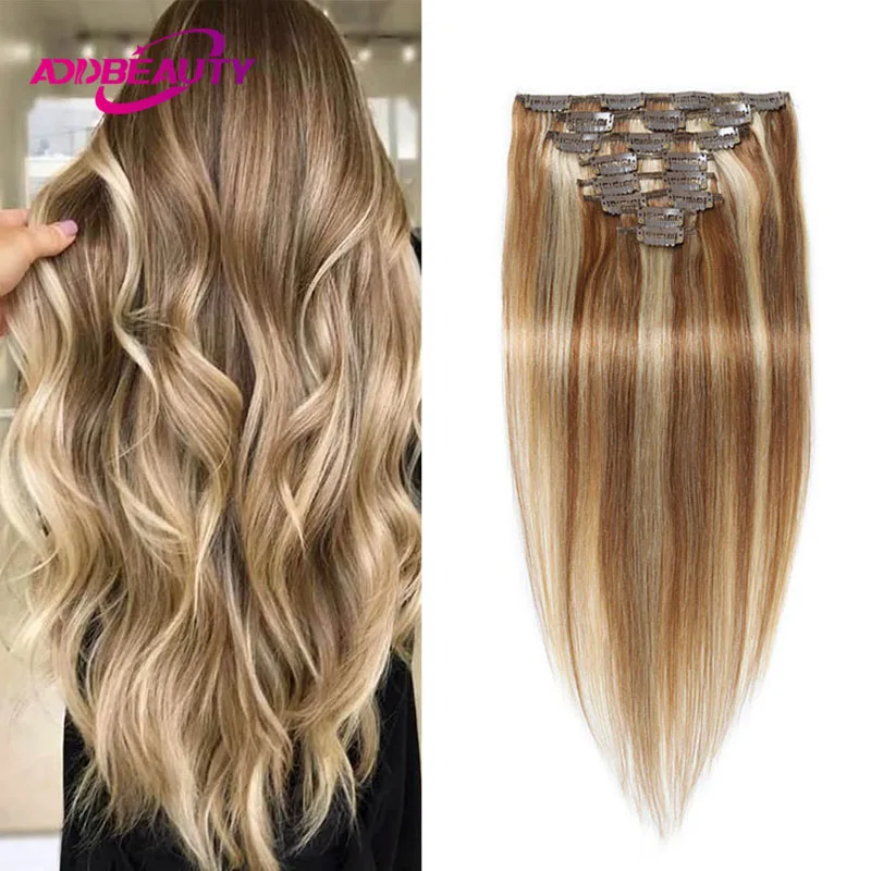 Straight Clip in Hair Extension Human Hair Straight 7pcs Clips in Remy Human Extension 70g 100g 120g Clip for Women