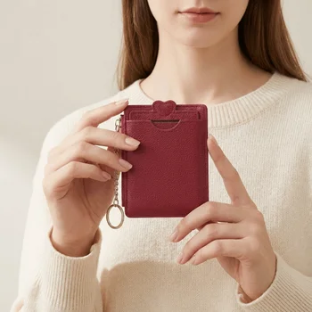 Fashion Love Heart Woman Wallet Zipper Multi-card Slot Short Card Bag PU Leather Multi-functional Cartoon Card Holder Lady 1