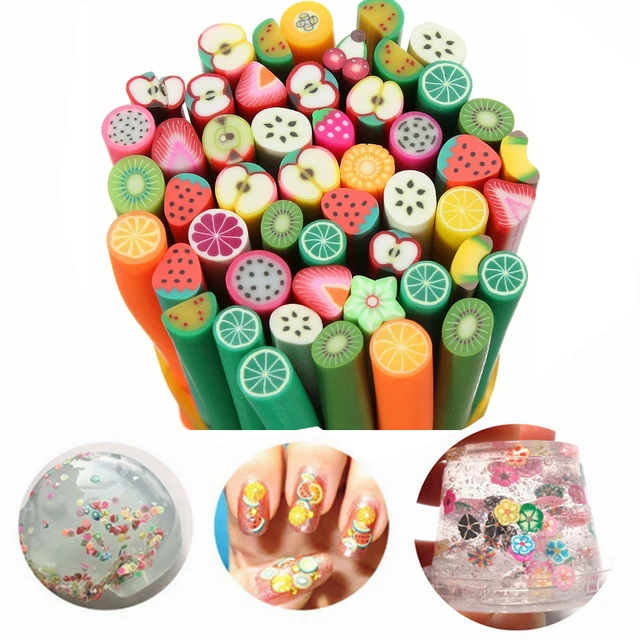 Bâtons en argile polymère pour décoration d'ongles, fruits et animaux,  style mixte, petites tranches de poterie douces, 3D, canne en argile  polymère, 50 pièces, * JD5- - AliExpress