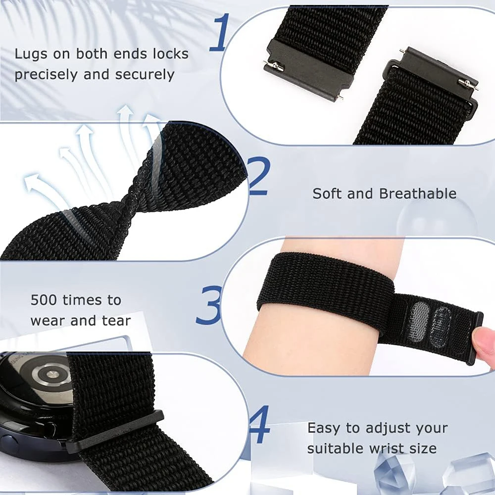 Nylon Wavy Breathable Loop Strap - 20mm/22mm Band Replacement Wrist Bracelet