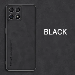 Luxurious Shockproof Matte Leather Phone Case with Soft Back Cover and Skin Feel Finish for Honor X6c (Black)
