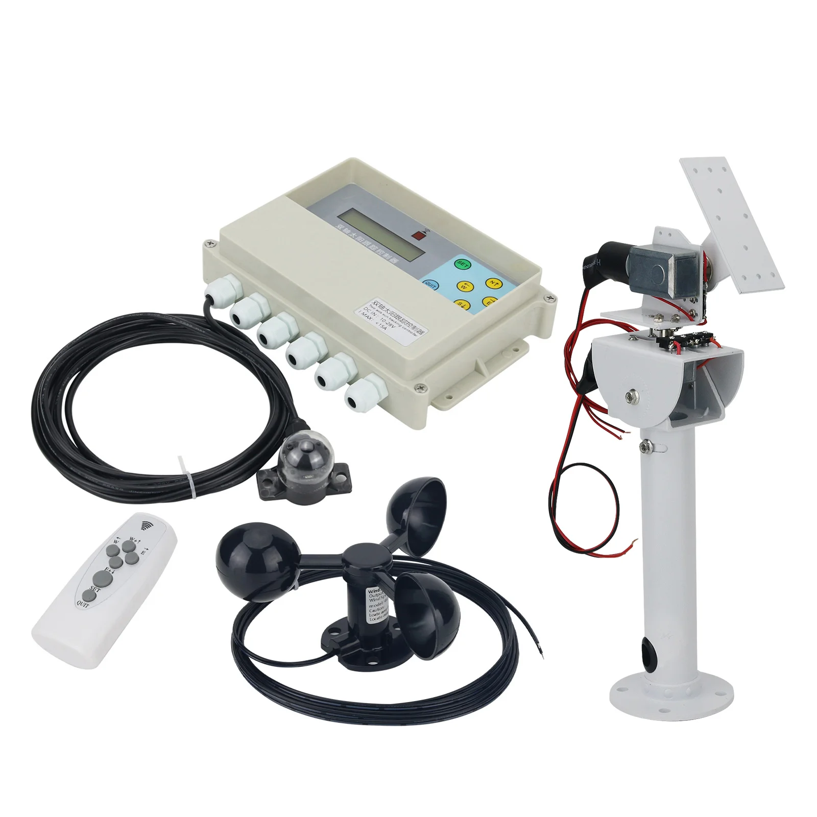 Dual Axis Solar Tracker Controller with Remote Control Wind Speed Sensor + DC Two Axis Gimbal solar controller