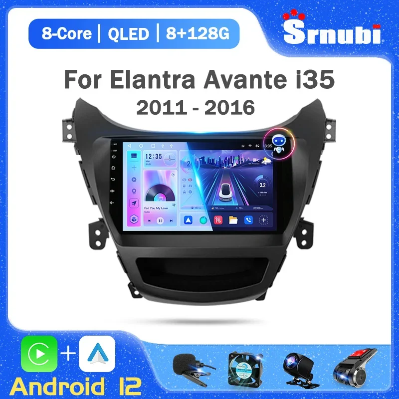 Android 12 Din Autoradio Per Hyundai Elantra Avante I35 2011 2012 2013 2014 2015 2016 Lettore Multimediale Gps Navigaion Stereo Dvd