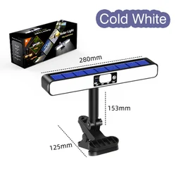 Solar - Powered Motion Sensor Outdoor Light with 160 LEDs - Portable Clip - On Fence Lamp for Garden, Lawn, and Deck with Red & Blue Warning Features (Cold White)
