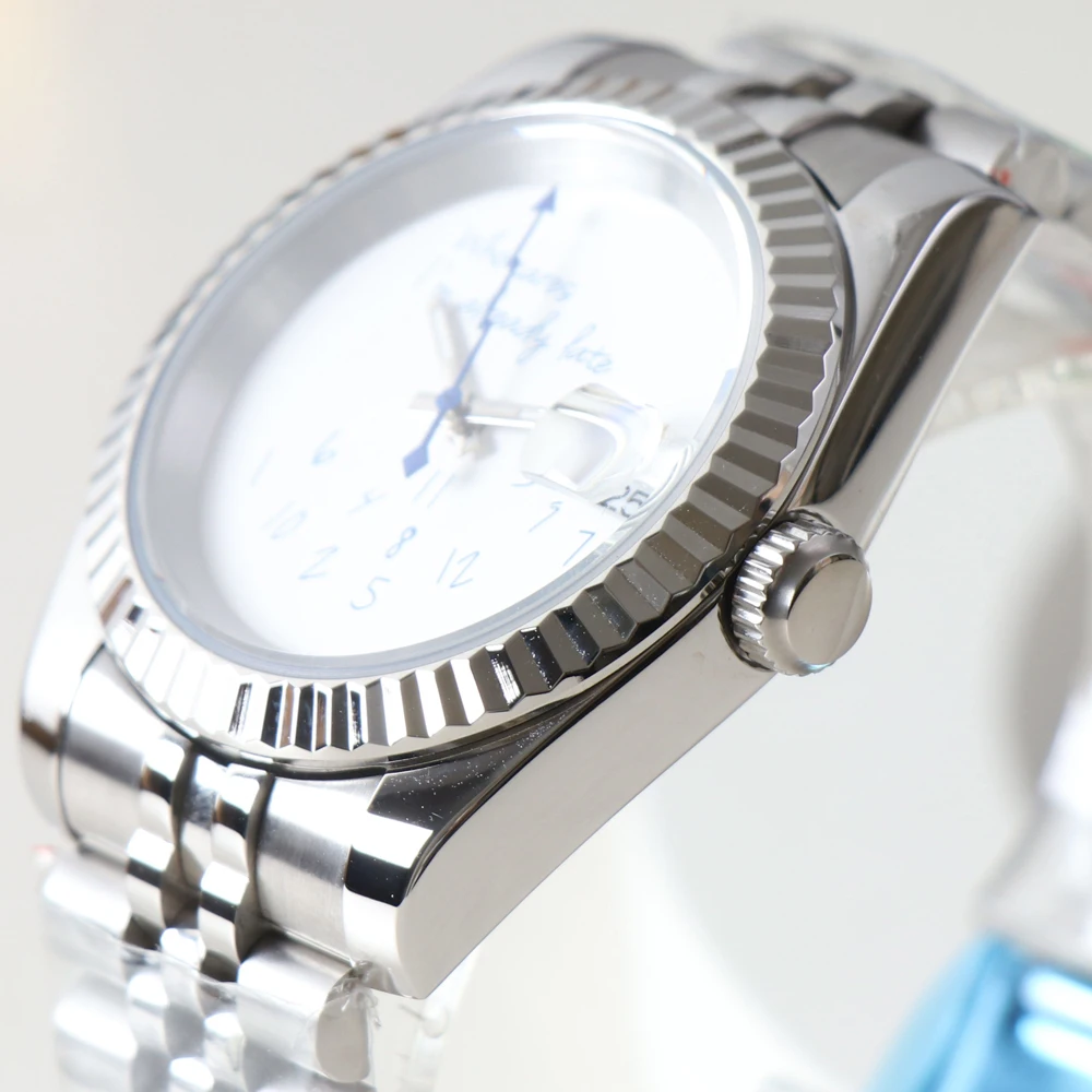 MINUTETIME NH35 Watch For Who cares, I'm already late Silver Sapphire Crystal NH35A Automatic Movement 39mm Stainless Bule Hands 5