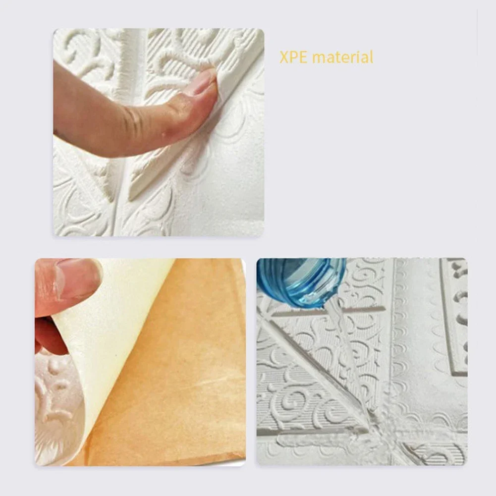 1pc 3D Tile Brick Wall Sticker Self-adhesive Foam Panel Waterproof Stickers Bedroom Ceiling Wall Stickers Home Decoration