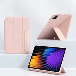 Multi - Folding Protective Tablet Case, TPU Cover, 11.2 - Inch for Xiaomi Pad 8 (Pink)