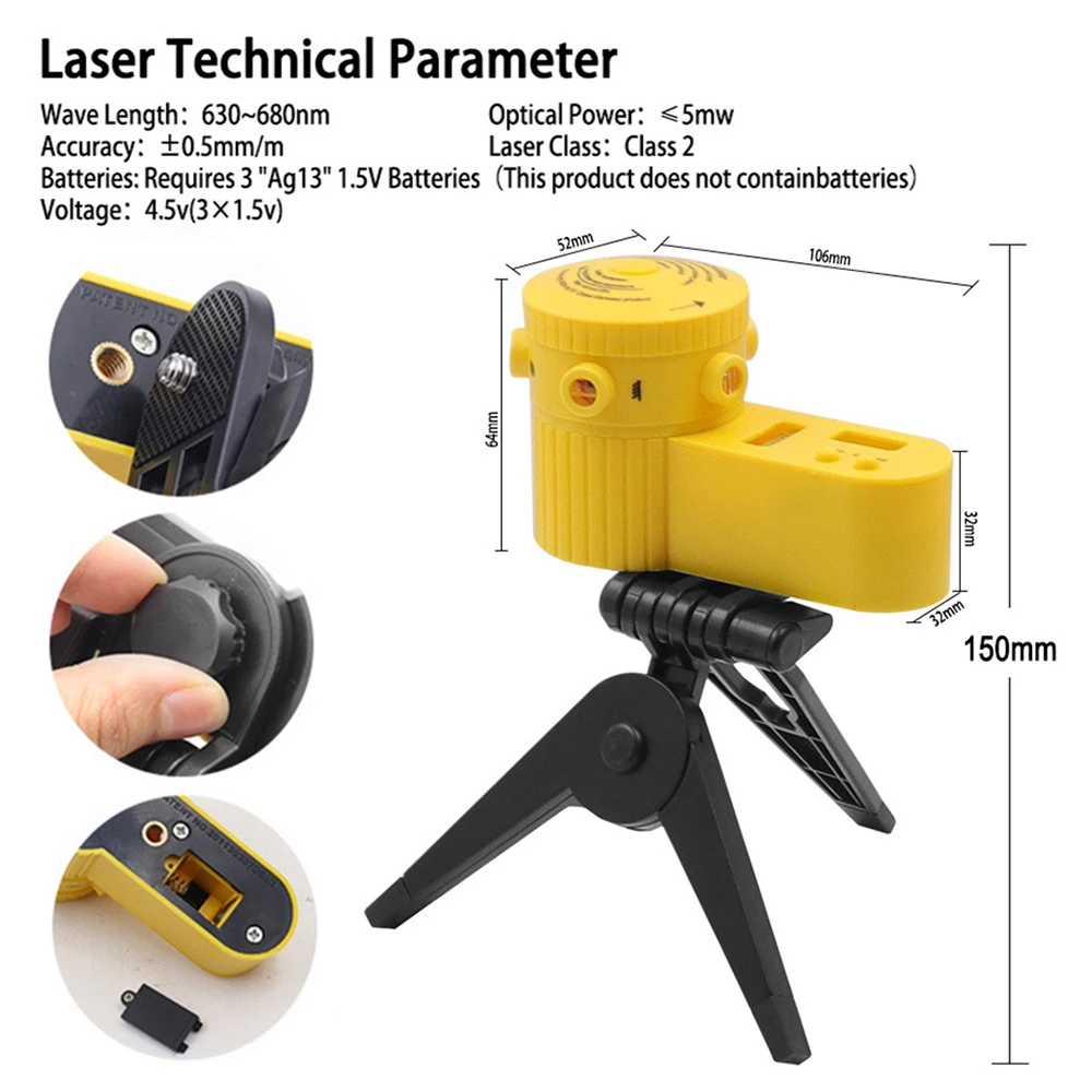 Laser Level Multifunction Cross Line Vertical Horizontal Line Equipment with Tripod