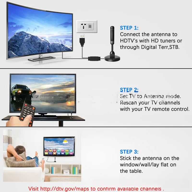 PAYEN High Definition Ground Wave Digital TV Antenna HDTV Household Indoor Digital TV Antenna DVB-T Dual Amplifier