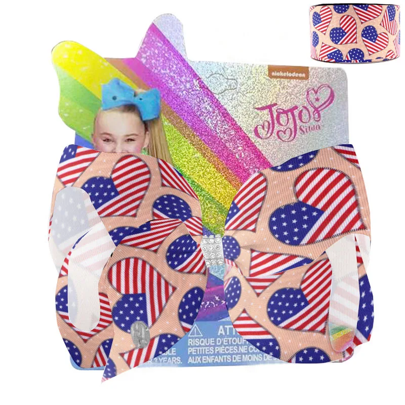 

27 STYLE 8inch Independence Day July Fourth Bow USA Flag Hair Bow With Clip Kids Unicorn Hair Accessories for Girl