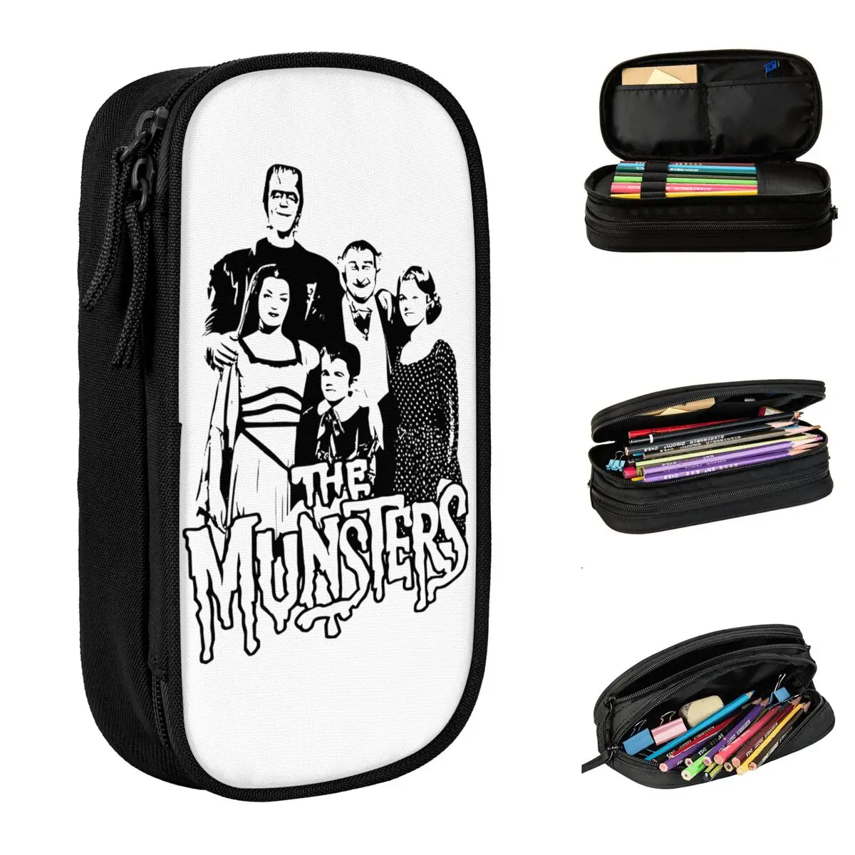 

The Munsters Family Sitcom Pencil Case Lovely Pen Holder Bag Student Big Capacity Students School Gifts Pencilcases