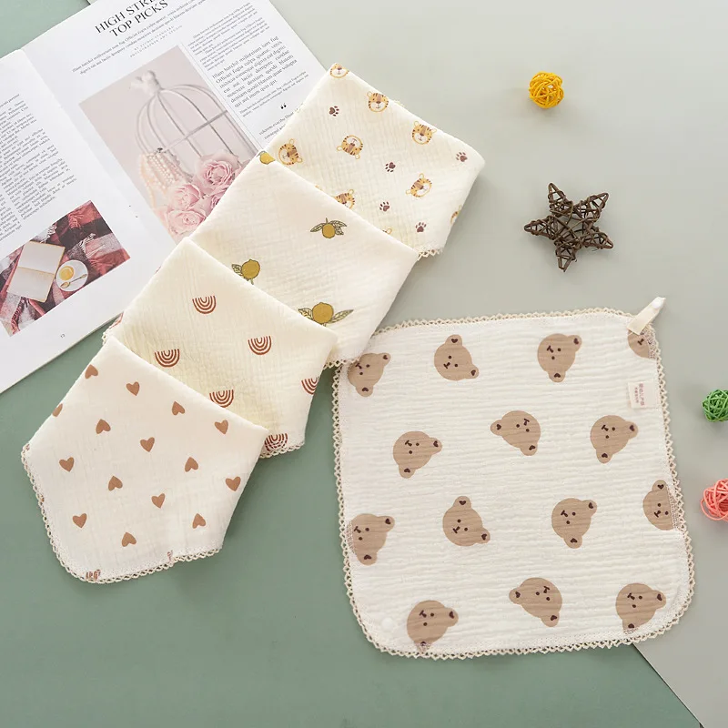Pure Cotton Square Towel Newborn Baby Towel Dual-use Baby Bibs 1pcs