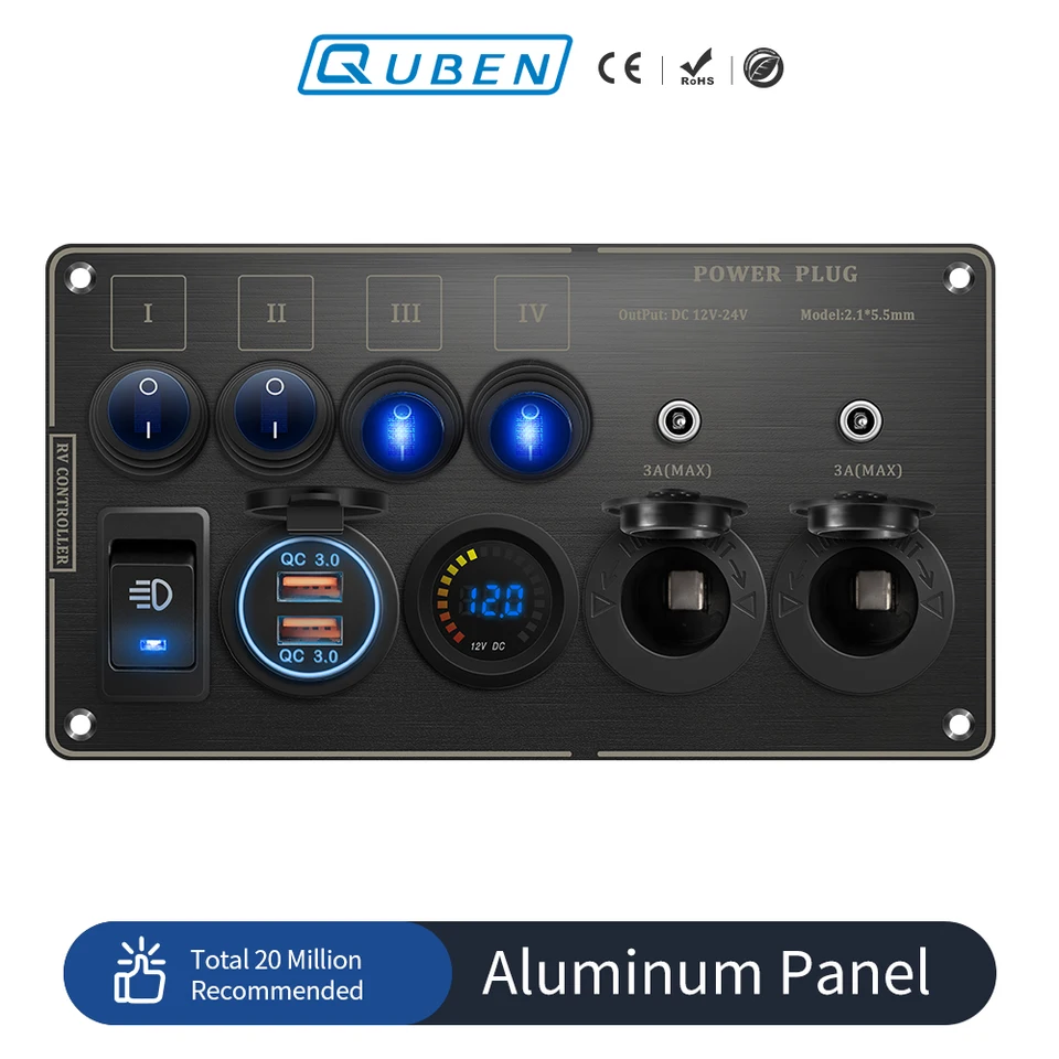 Pannello Interruttori A Bilanciere A 3 Bande Con Luce LED, Parti