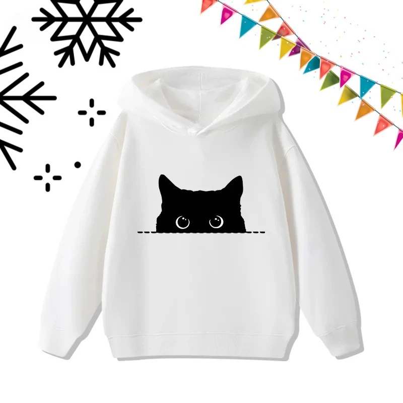 أزياء بسيطة القط طباعة بنين بنات عارضة لطيف البلوز الأطفال مريحة البلوز أنيمي هوديي سوداديراس