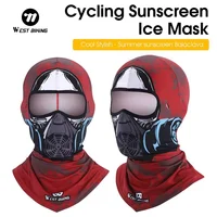 WEST BIKING 3D Skull Pattern Motorcycle Balaclava Summer UV Protection Cycing Caps For Men MTB Road Bike Full Face Ice Silk Mask 1