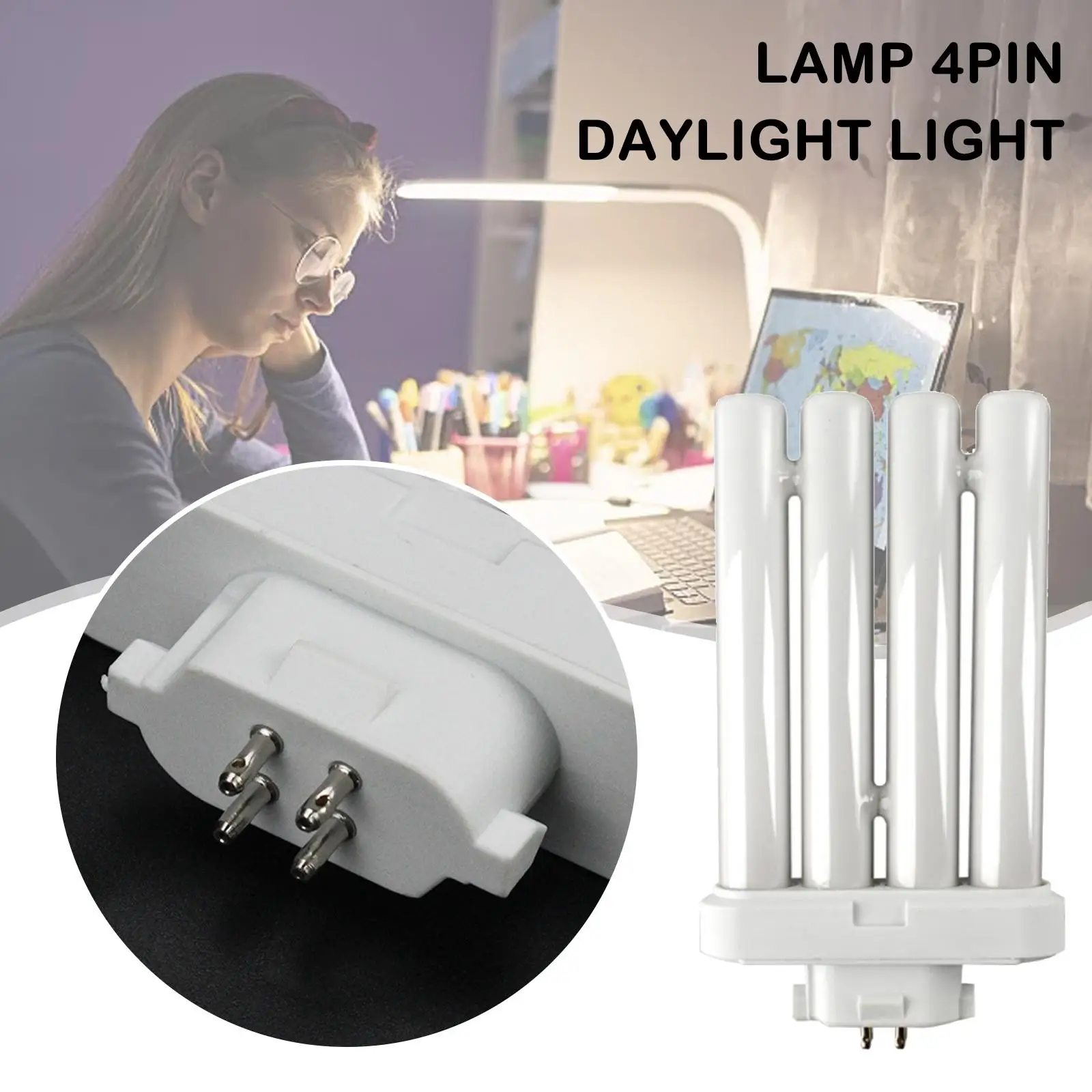 1/2/4/8pc FML 27EX-N 27W 4 Pin Quad Tube Energy Saving Compact Fluorescent Light Bulb 6500K 4 Rows