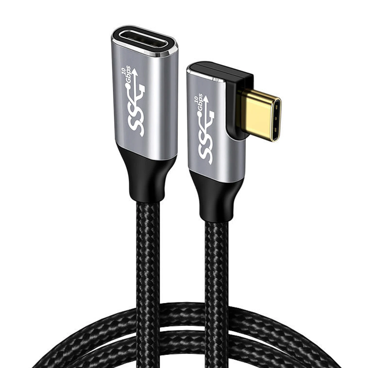 Ultra-High-Speed 100W USB-C Extension Cable with 90-Degree Elbow Design
