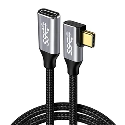 Ultra - High - Speed 100W USB - C Extension Cable with 90 - Degree Elbow Design - 3m (Black)