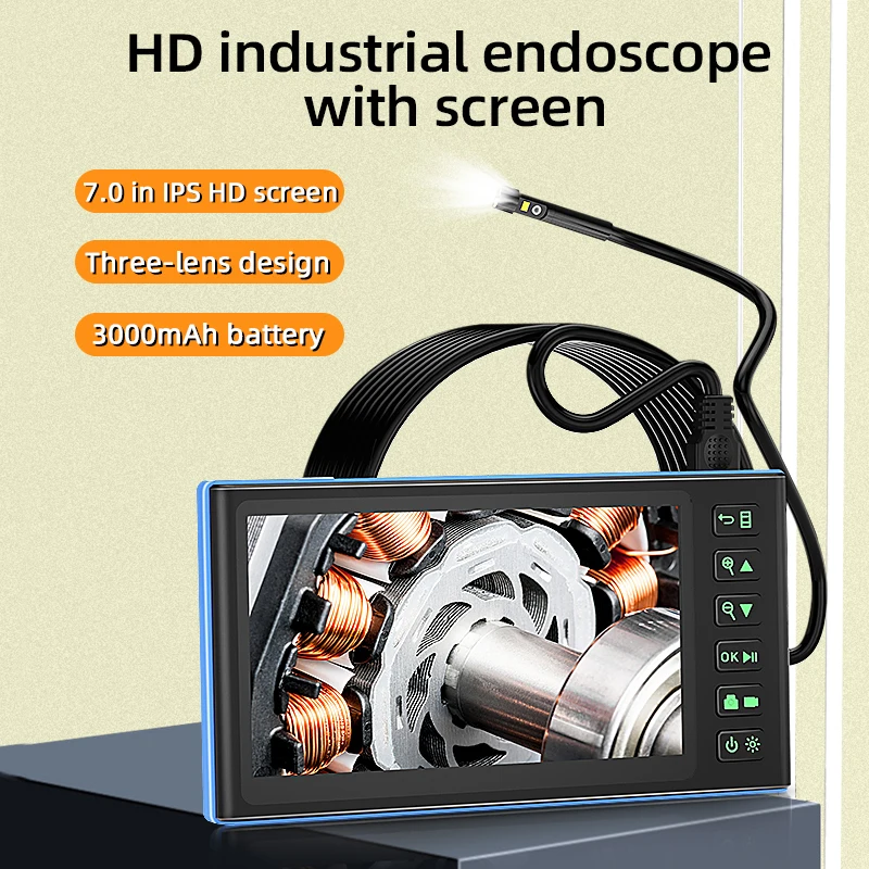 7 Inch IPS Screen Industrial Endoscope Camera 2 Megapixel Lens HD1080P Car Inspection Borescope inspection camera mini endoscope camera