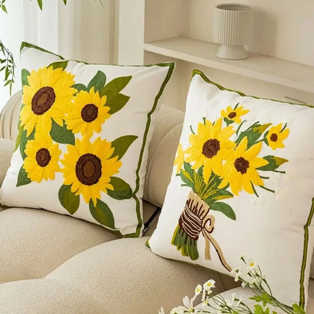 DUKYMIK - Federa per cuscino per divano e divano, in cotone intrecciato a mano, con nappe, per casa, soggiorno, camera da letto, auto, hotel, 45 x 45 cm, colore: giallo