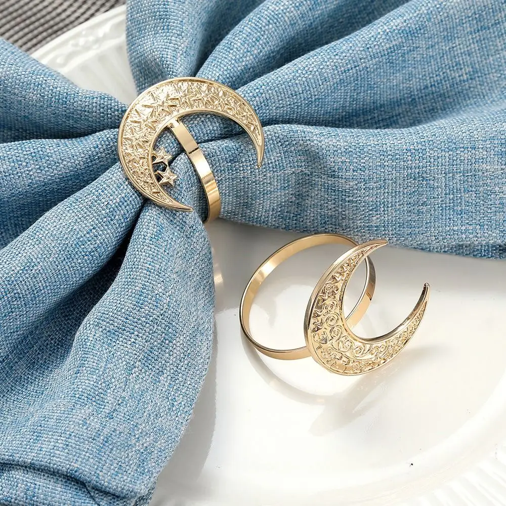 Fashion Alloy Eid Mubarak Napkin Rings Sun DIY Napkin clasp Towel Holder Moon Moon Buckle Ramadan Kareem