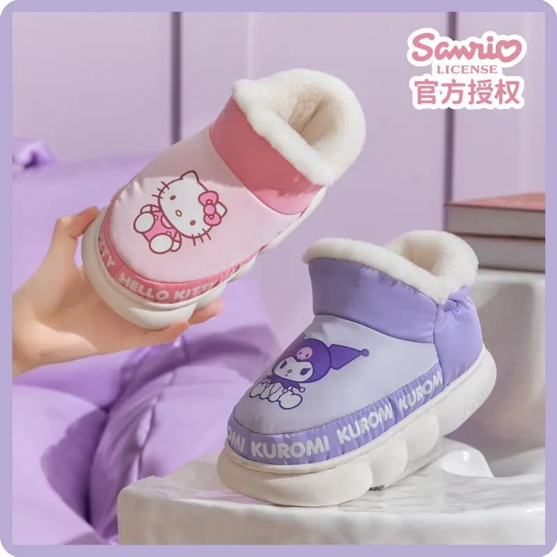 

Оптовая продажа, Sanrio, хлопковые туфли Hello Kitty Cinnamoroll, креативные Мультяшные теплые милые домашние осенне-зимние туфли на каблуке, обувь для девочек